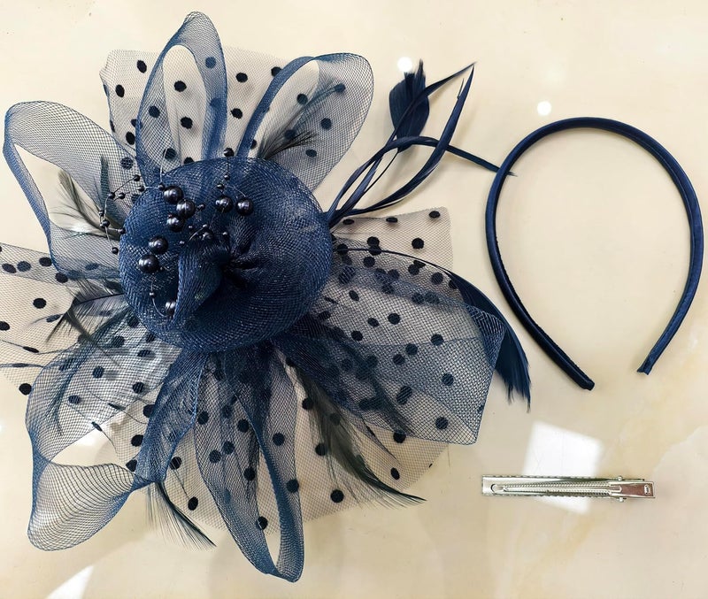 HIWIND Store Fascinators Hat Women Tea Party Headband Flower Cocktail Mesh Feathers Hair Clip Kentucky Derby Hat Wedding - Image 3